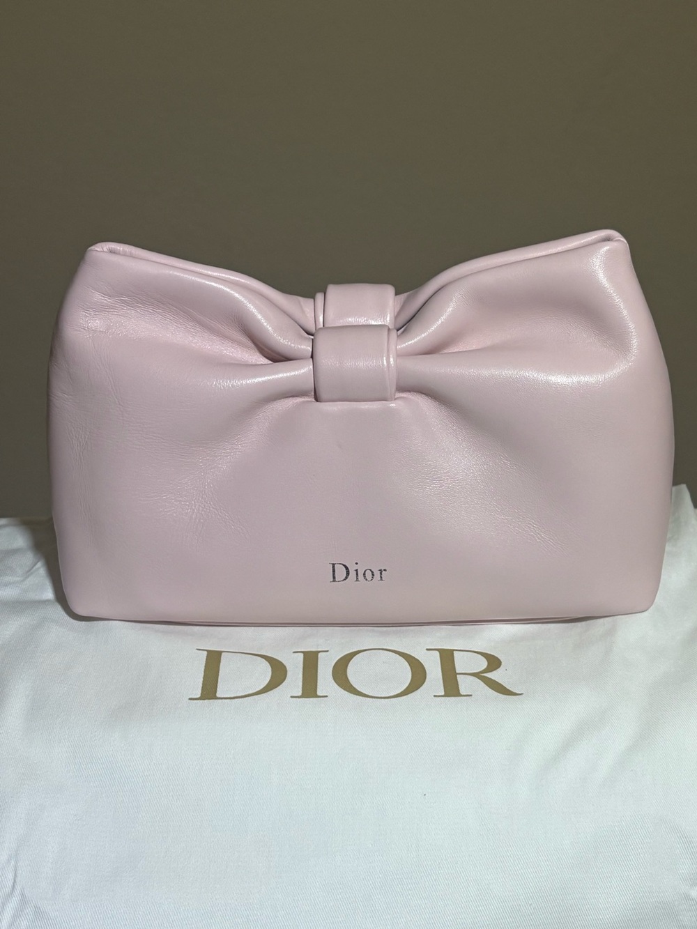 Dior Light Pink Bow Cosmetic Pouch